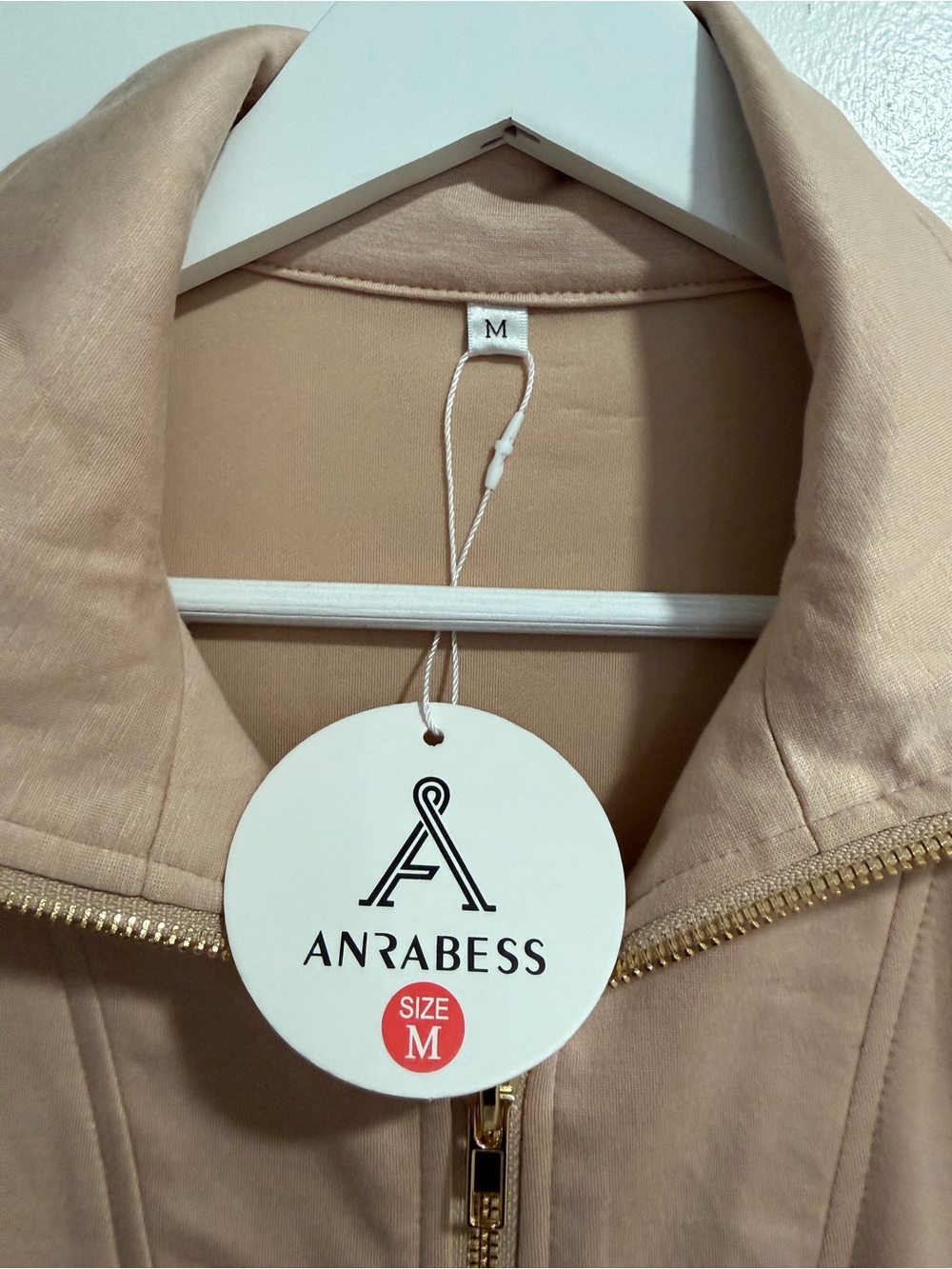 ANRABESS Taupe Quarter Zip Sweatshirt Dress Size M - Picture 3 of 3